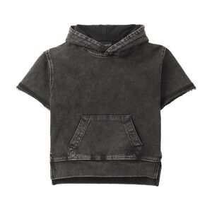 Little Bipsy Acid Wash Short Sleeve Hoodie Black
